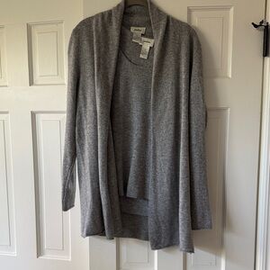 Neiman Marcus Heather Gray Cashmere Cardigan and Tank Sweater Set
